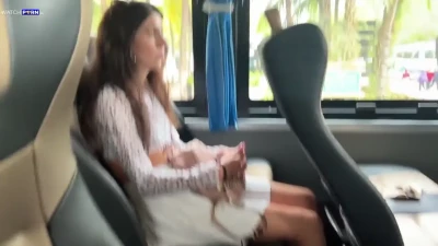1080P Public Bus Handjob: Katty West Small Tits Risky Cum
