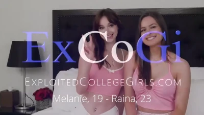 Teen Threesome: Melanie Marie & Raina Rae's High Quality Facial & Natural Tits