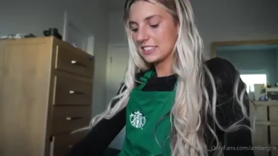 Starbucks Waitress Ambie Bambii+ Hardcore Fuck - Teen Blowjob & Cumshot