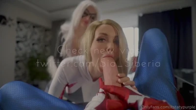 OnlyFans Sia Siberia + Purple Bitch: Big Tits Big Ass Lesbian Group Play