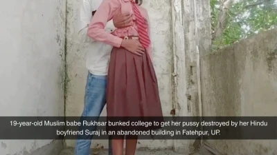 Rukhsar's Naughty Adventure: Teen Muslim & Hindu Boyfriend's Abandoned Building Fuck