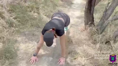 Big Boobs Wife Yinyleon+ Pussy Drilled on Trail - Outdoor Fun