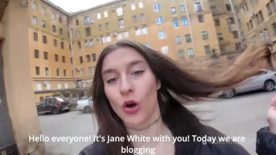 Shocking: Jane White Fucks Blogger Girl with Homeless Man! POV, Roleplay, Russian Teen